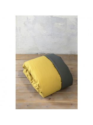 Aballone Σκούρο Γκρι-Μουσταρδί Σετ Παπλωματοθηκη 220Χ240