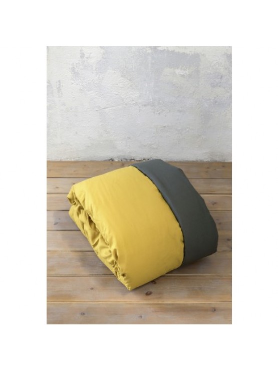 Aballone Σκούρο Γκρι-Μουσταρδί Σετ Παπλωματοθηκη 220Χ240