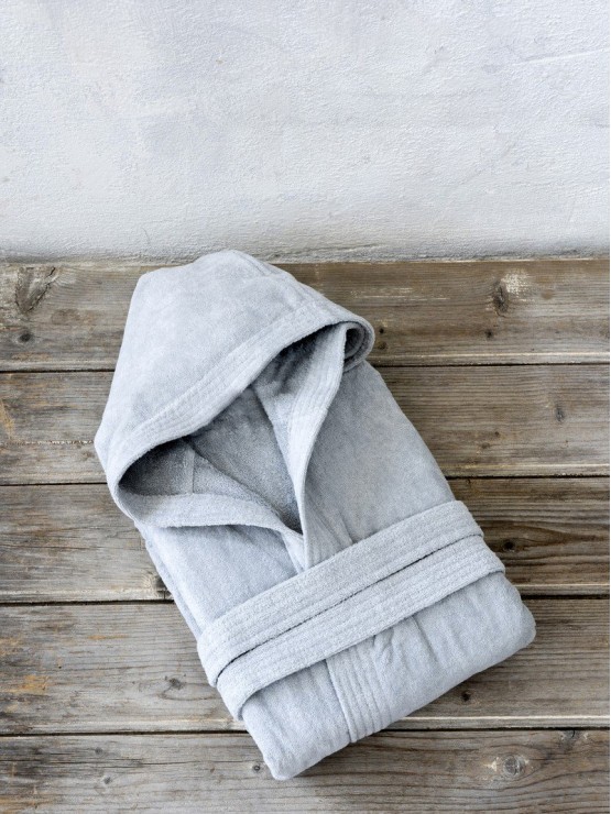 Μπουρνούζι με κουκούλα Zen - Απαλό Γκρί Large