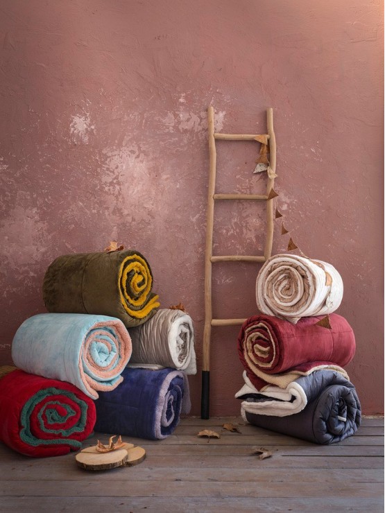 Κουβερτοπάπλωμα Nuan - Κόκκινο του κρασίου/Μπέζ Μονό 160*220