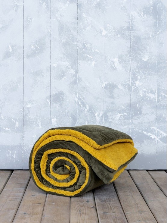 Κουβερτοπάπλωμα Nuan - Καφέ/Μουσταρδί 160*220